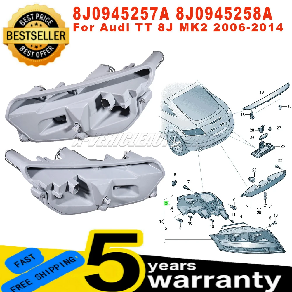 

New 8J0945257A 8J0945258A For Audi TT TTS 8J MK2 2006-2014 Rear Tail Light Socket Bulb Holder 6 Pins Left Right car accessories