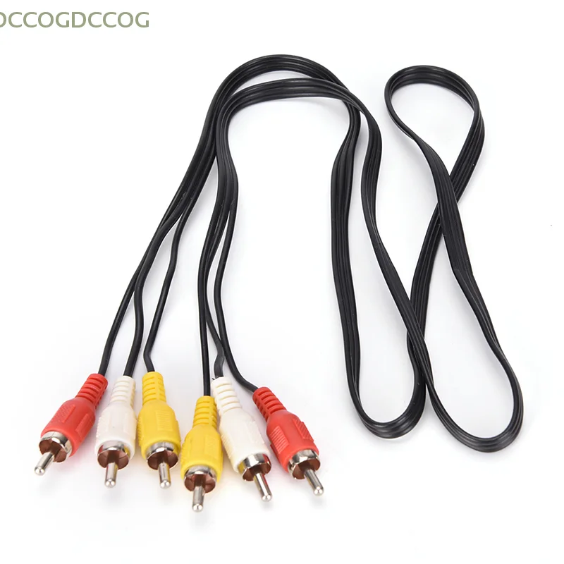 3 RCA Male to 3 RCA Male Composite Audio Video AV Cable Plug  1M