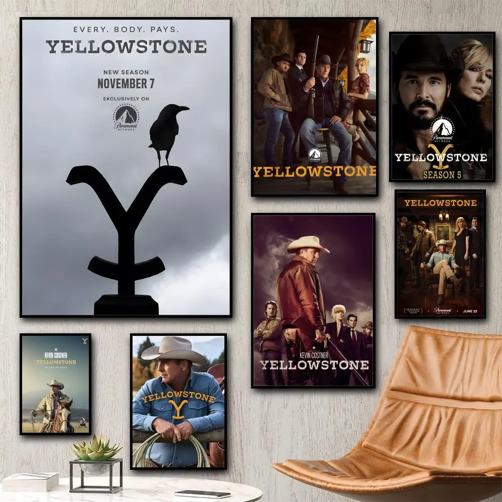 المسلسل التلفزيوني الشهير-Yellowstone خمر اللوحة الخط HD قماش المشارك غرفة المعيشة غرفة نوم بار الديكور الجمالي
