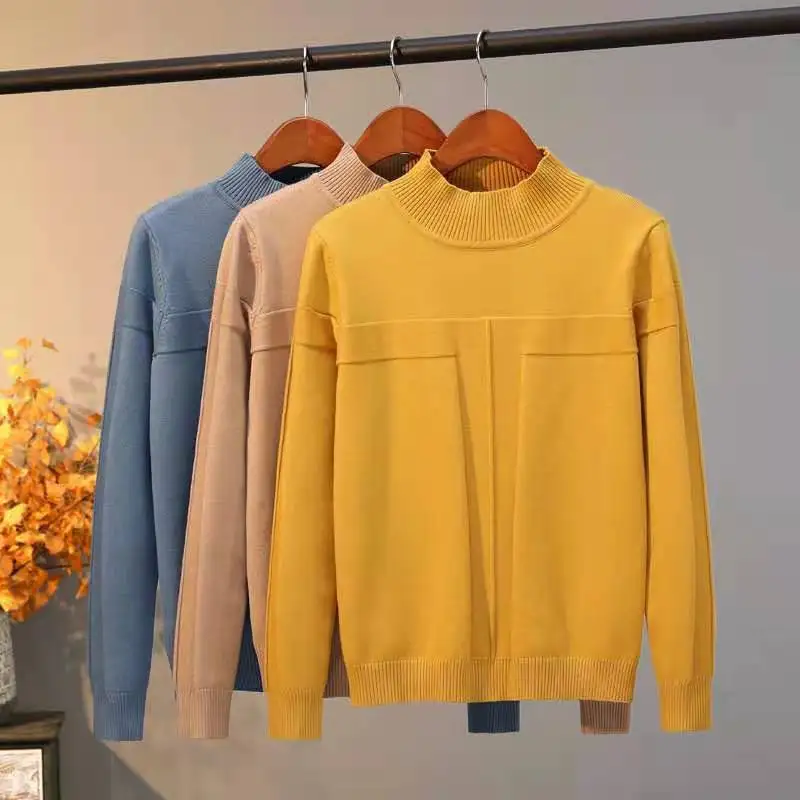 Women's semi-turtleneck chic sweater jumper basic women's sweater woman autumn and winter lady jumper casual sweater