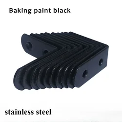 90 degree right angled L-shaped black stainless steel bracket, iron supported laminated table and chair, furniture hardware