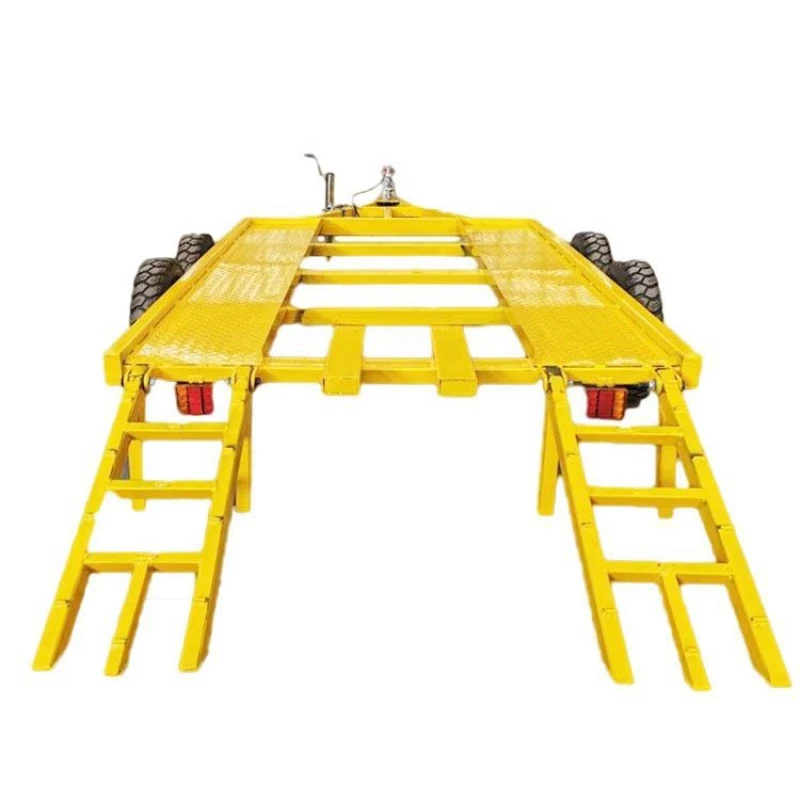 5-meter non-powered towing flatbed cart, highway walking pallet cart, hydraulic collision brake traction flatbed cart