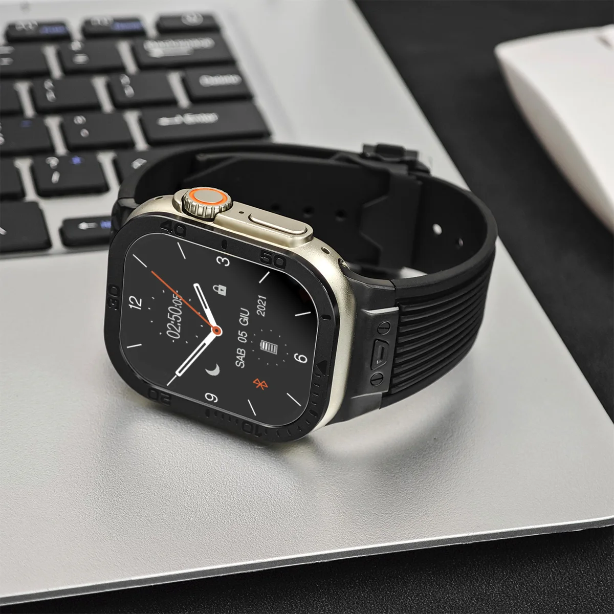 Film+Silicone Strap for Apple Watch Band Ultra 2 49mm Tempered Glass Screen Protector Case Frame for IWatch Series Ultra 49mm image 4