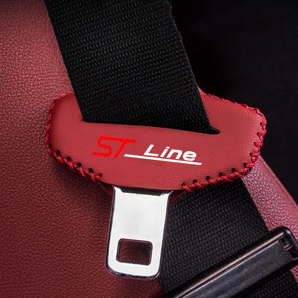 Car Seat Belt Clip Safety Seatbelt Lock Buckle Plug Cover ST Line Emblem For Ford Kuga MK3 MK2 MK4 S Max Focus Puma Fiesta ST