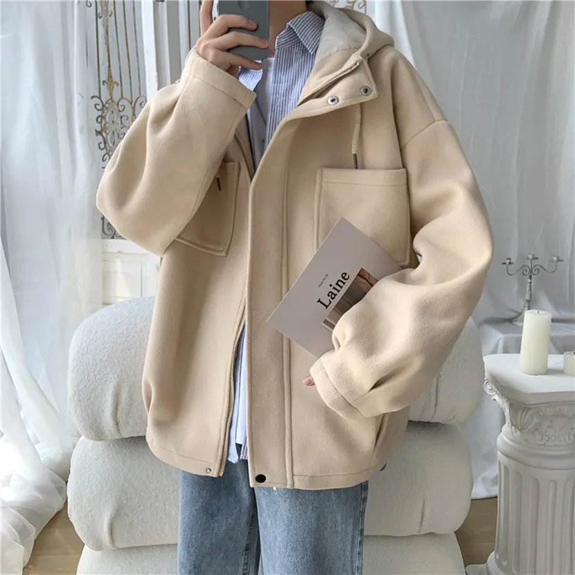 

Wool Blend Coat Men Winter Fashion Men's Wild Overcoat Male Keep Warm Jackets Outerwear Streetwear Business Wool Coat F37