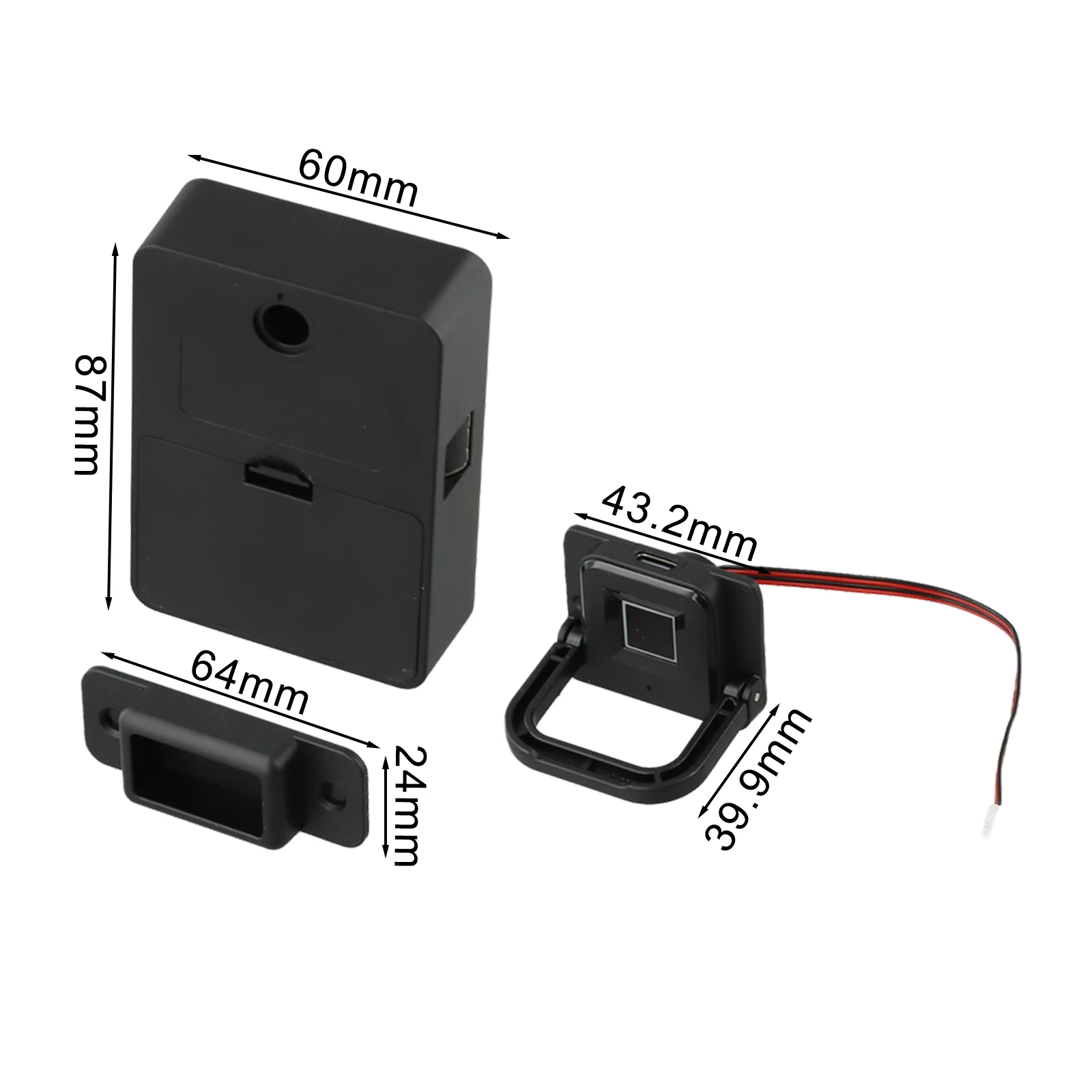 Biometric Fingerprint Lock Black Keyless Cabinet Lock Smart Drawer Locks Fingerprint Recognition Biometric Lock For Cabinets