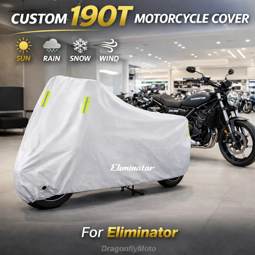 

Чехол для мотоцикла Eliminator 500, Eliminator 500 SE, серебристый, водонепроницаемый, защита от УФ-излучения, дождя, пыли, солнца, для использования на улице и в помещении
