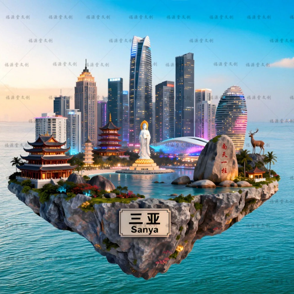 China Sanya Hainan Metal Magnetic Fridge Magnet, Cultural Creative Toy Tourist Souvenir Collectible Gift