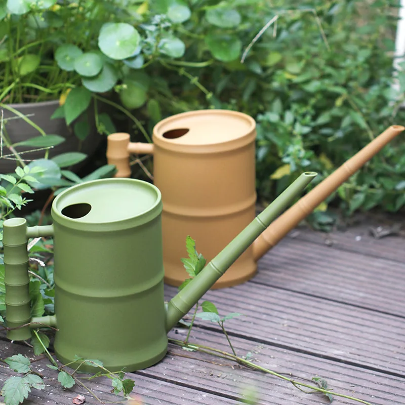 Watering Kettle 1.6L Chinese Style Imitation Bamboo Tube Watering Kettle Long Spout Watering Pot Plastic