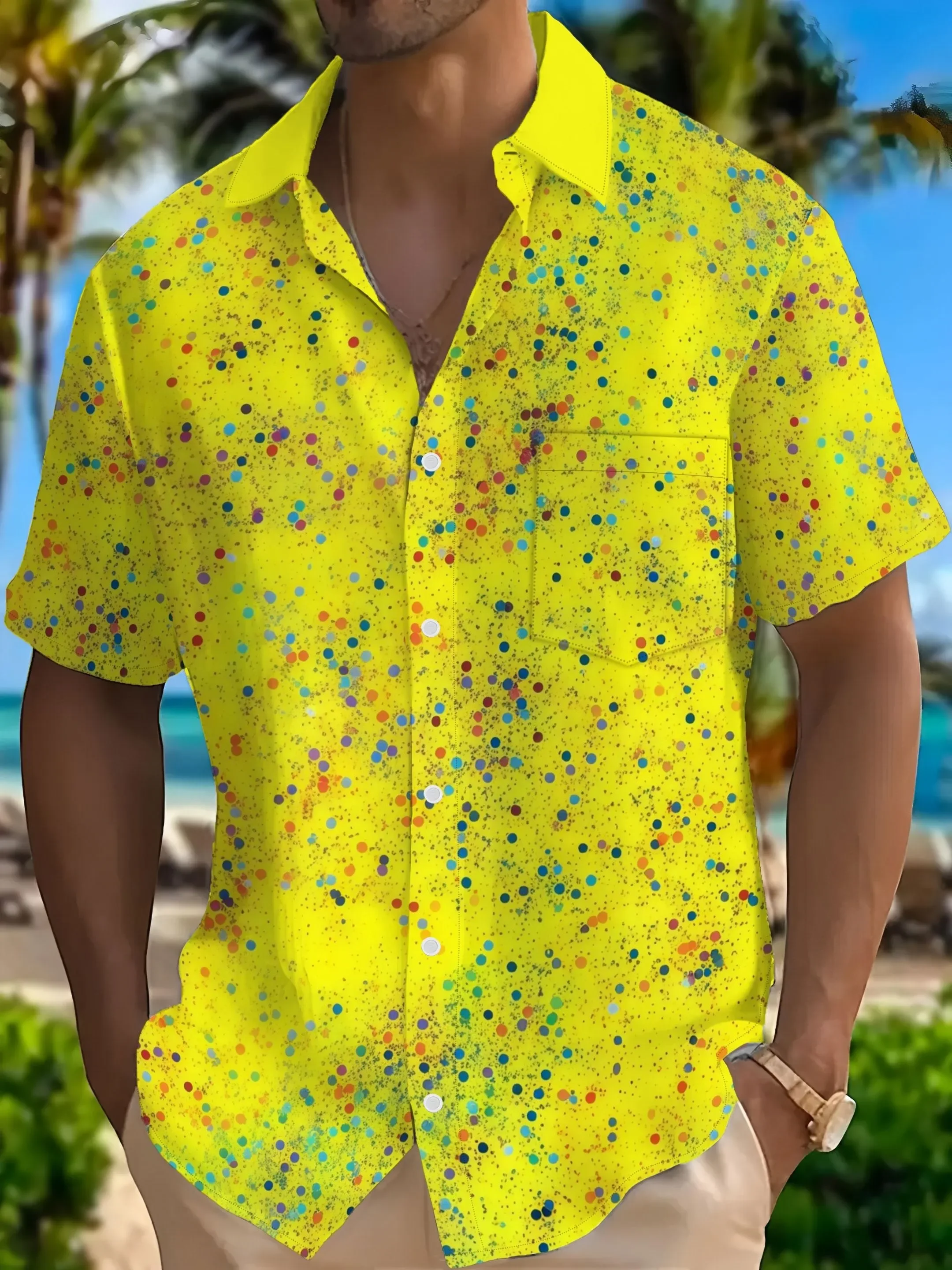 High Street Tropical Print Hawaiian Shirt For Men Summer Man Short Sleeve Casual Fashion Streetwear Party Outfits