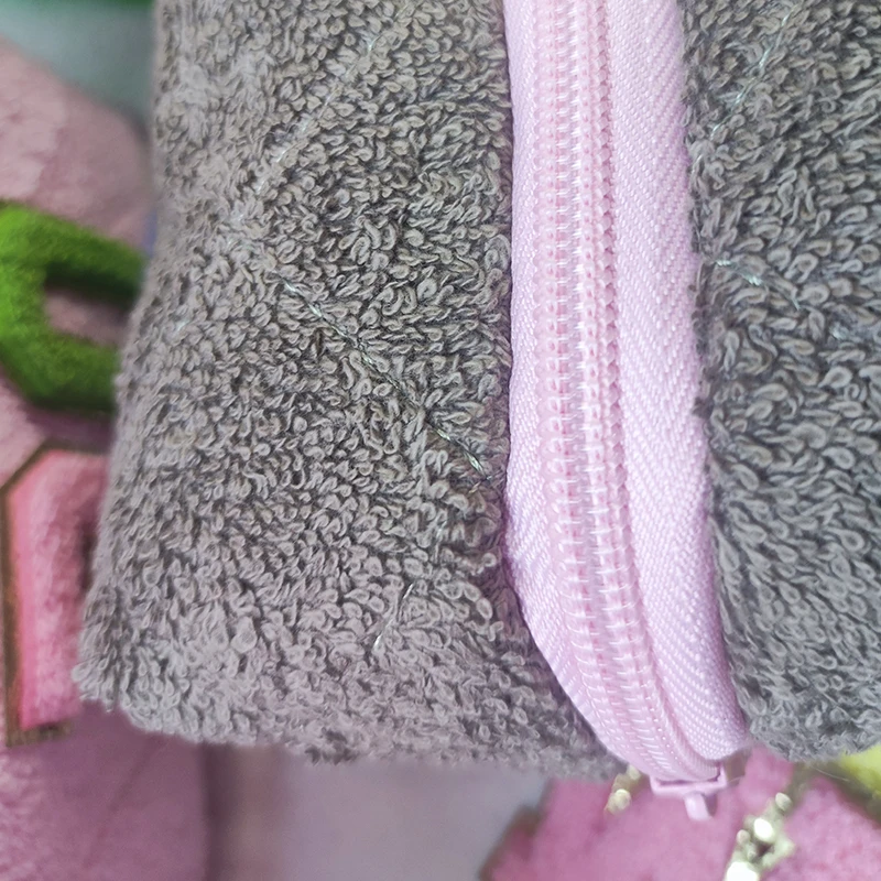 Grey Storage Organizer Bag Gift Towel Cosmetic Bag Embroidery Terry Makeup Bags Towel Pouch for Women Quilted Lattice Pattern
