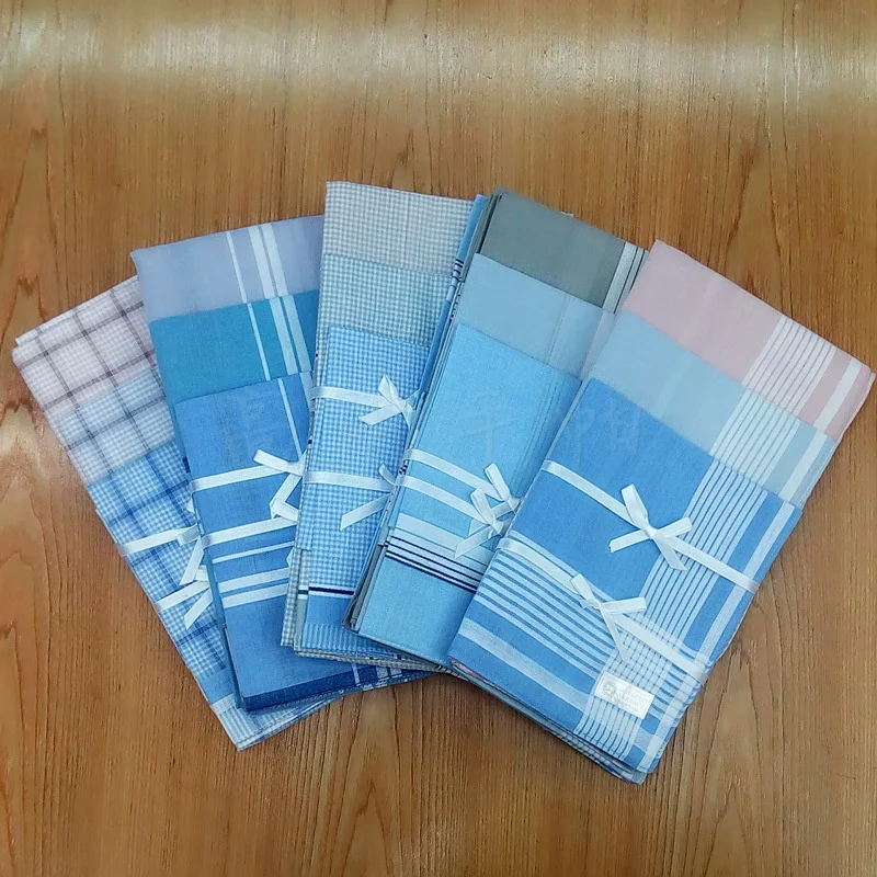 40 * 40CM Cotton Light Color Plaid Men's Handkerchief Wipe Sweat Handkerchief Soft