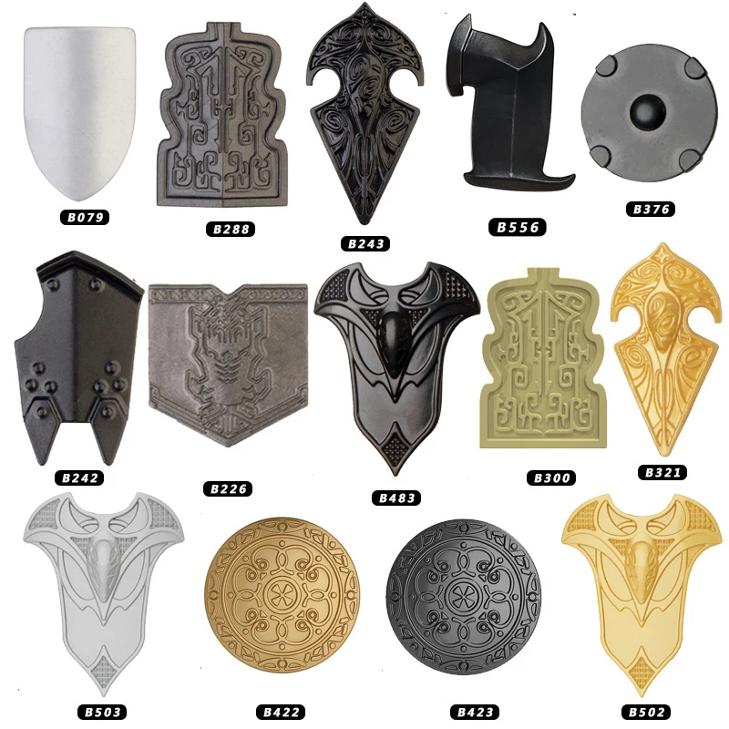 Medieval Weapon Accessory Building Block Soldier Figure Spartan Warrior Shield Knife Orc Axe King Sword Axe Broadsword Brick Toy