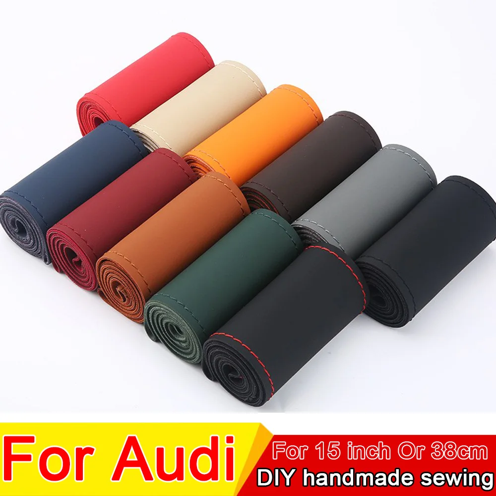 DIY Car Steering Wheel Cover Ultrathin Steering Wheel Protective Cover For Audi RS5 A1 A3 A4 B7 B8 A5 A6 A7 A8 Q3 Q5 Q7 Q8 TT S3
