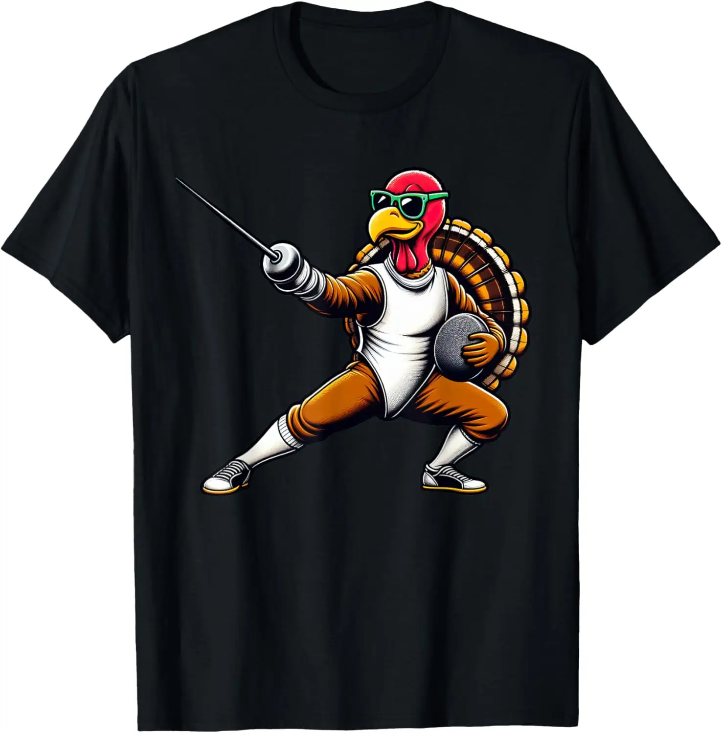 

Funny Turkey Fencer Thanksgiving Fencing Womens Mens Kids T-Shirt