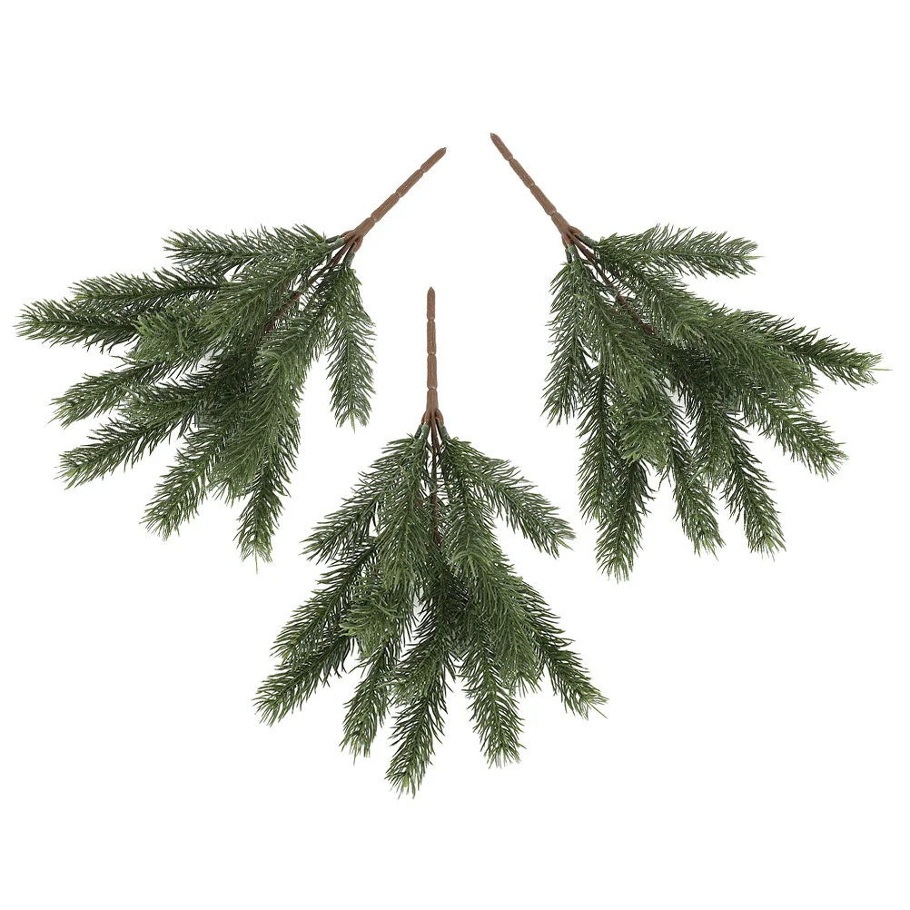 

3 Pcs Artificial Pine Needles Plant Branches Decorations Faux Christmas Pu Party Prop Fake Greenery Pick