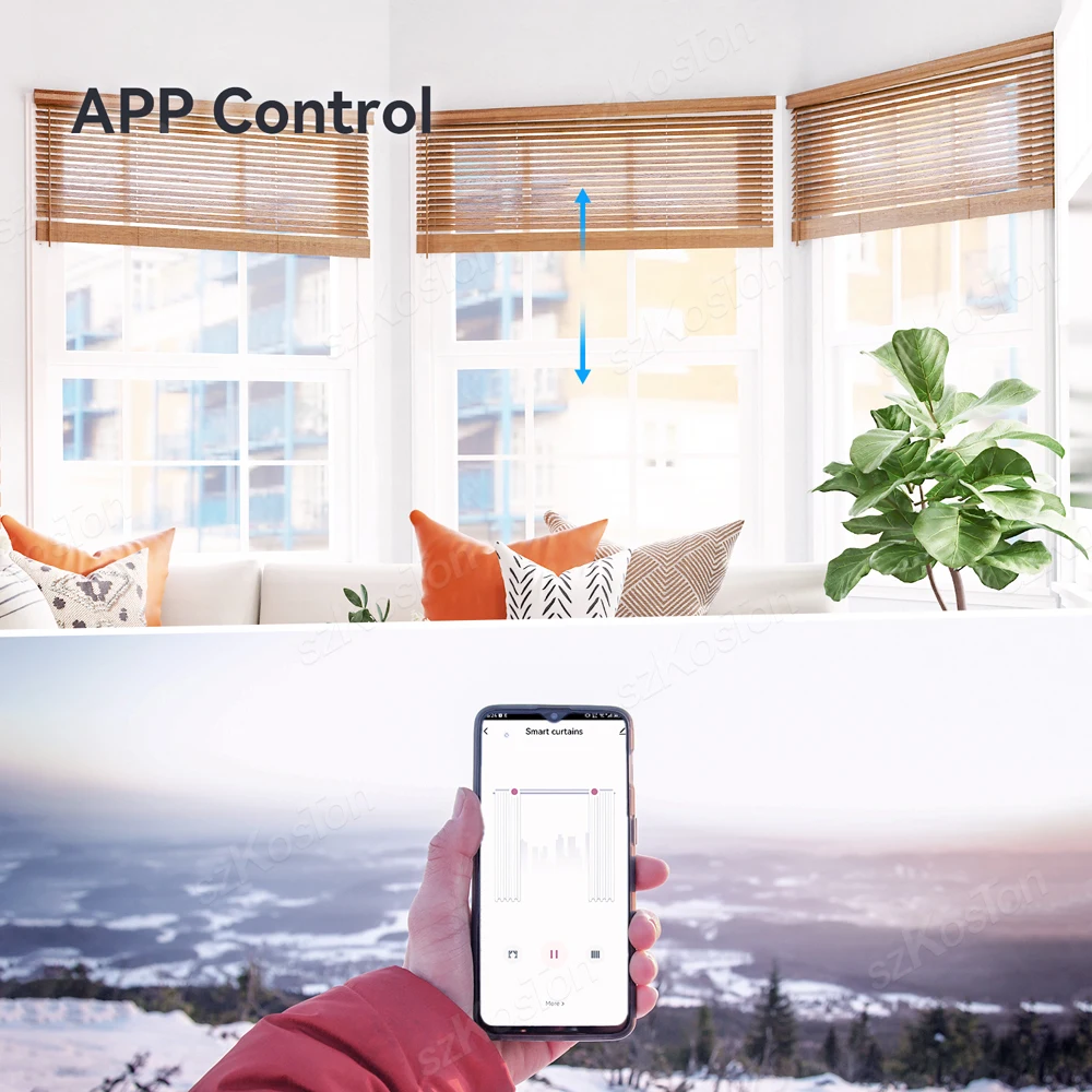 Persiana enrollable motorizada con WiFi, Motor eléctrico de cortina inteligente, RF, Control remoto por aplicación Tuya, Alexa/Google