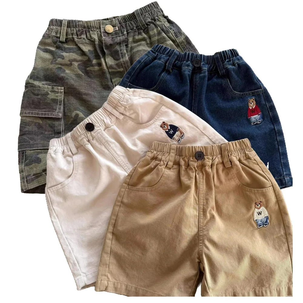 

1-6T Summer Boy' Shorts Pant Baby Denim Jeans Cotton Casual Pocket Work Children Kids Fashionable Five-point Camouflage Pants
