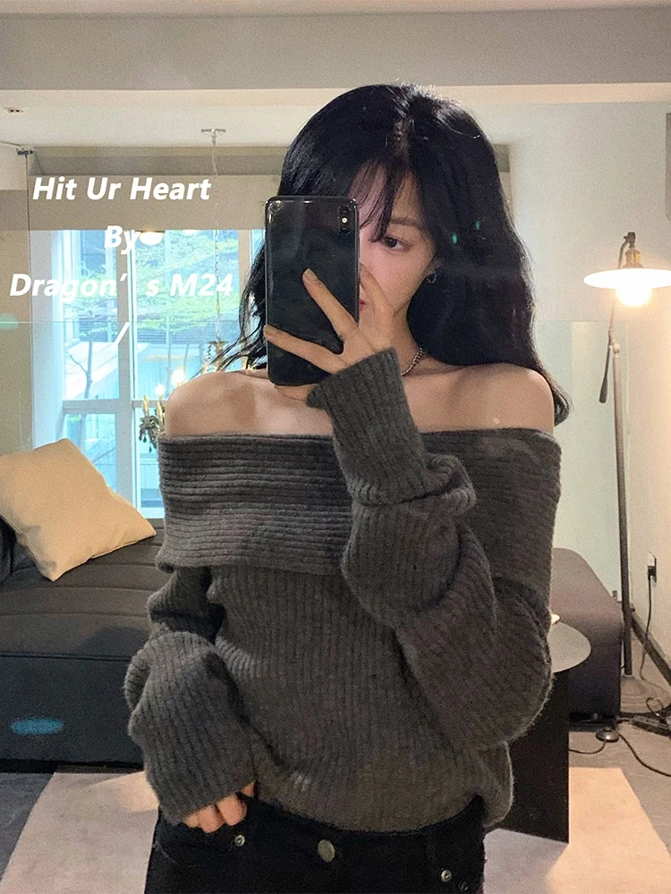 Suéter de Punto ueso is de Un Solo Hombro para Mujer, Estilo Dulce, Moda de Primavera y Otoño, Diseño que Realza la Figura