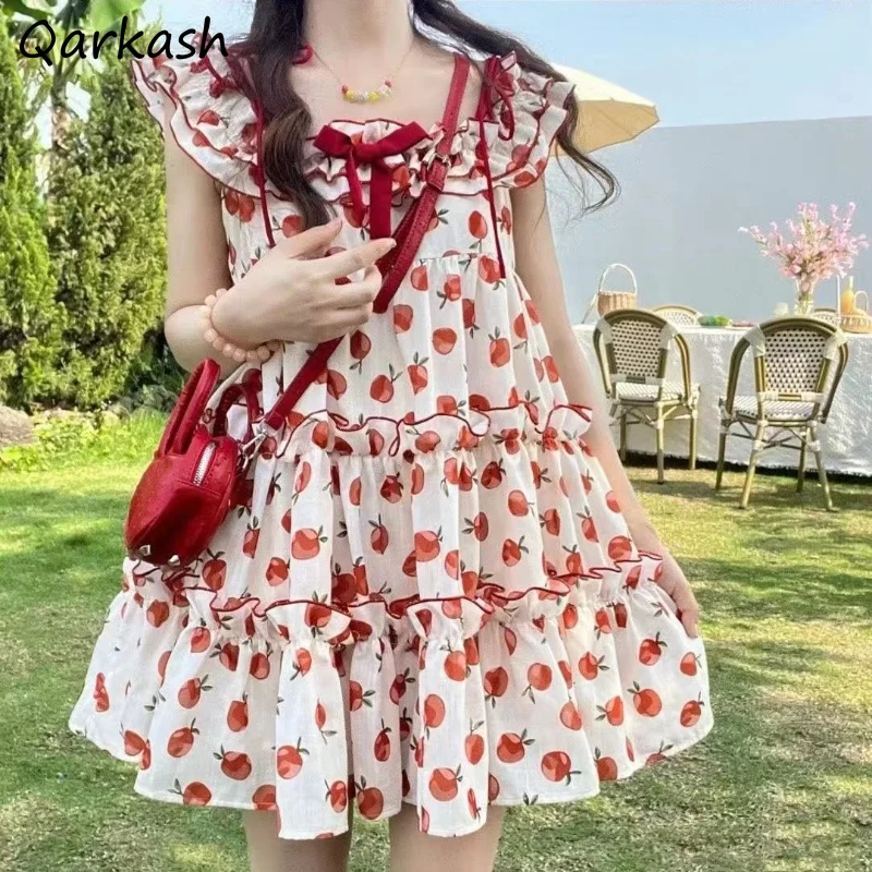 

Floral Mini Dress Women Loose Kawaii Summer Aesthetic Ruffes Vintage Vacation Girl Casual Japan Style Vestidos Tender Daily 2023