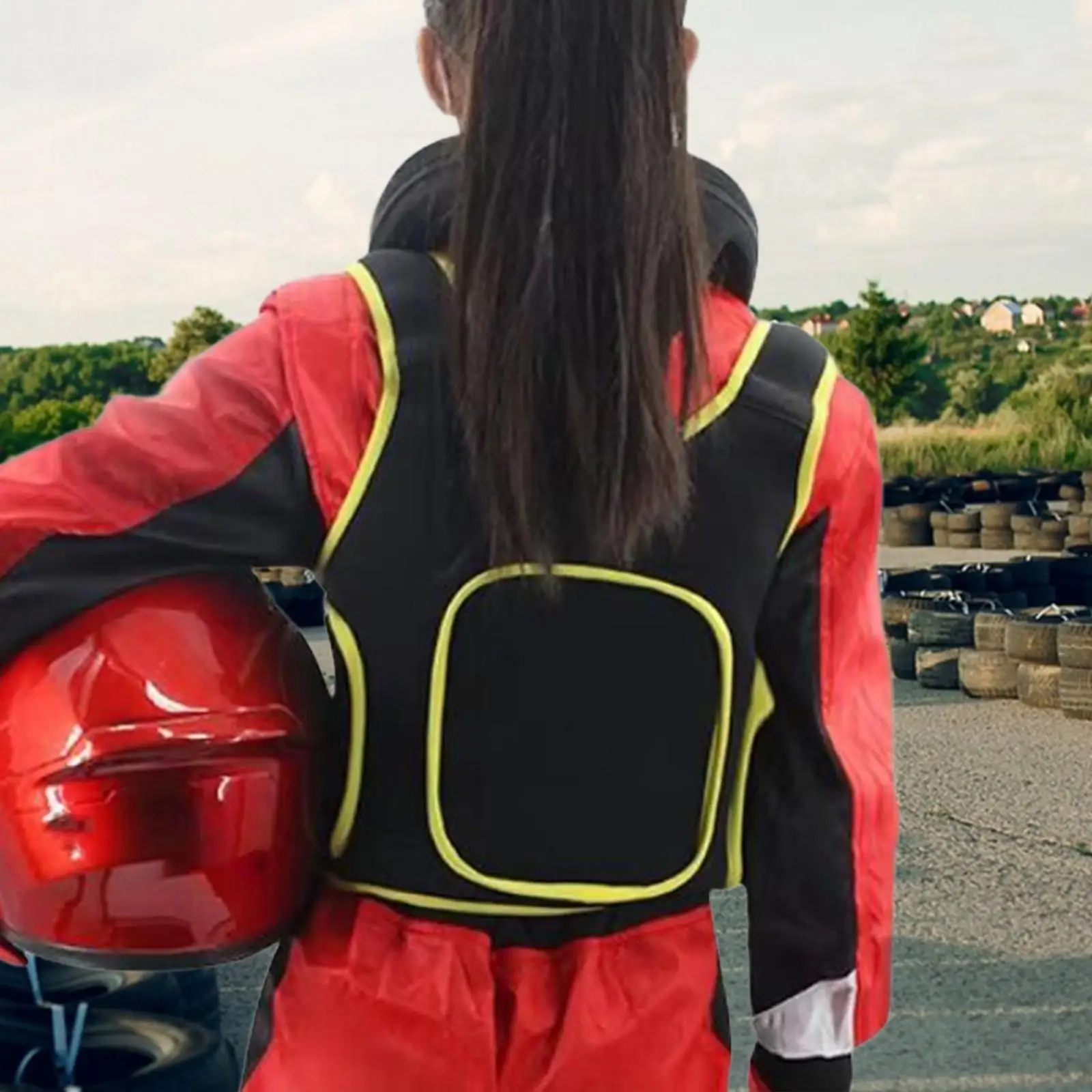 

Motorbike Racing Chest Vest Breathable Kids Protective Gear with Rib Guard for Karting 65cm Waist