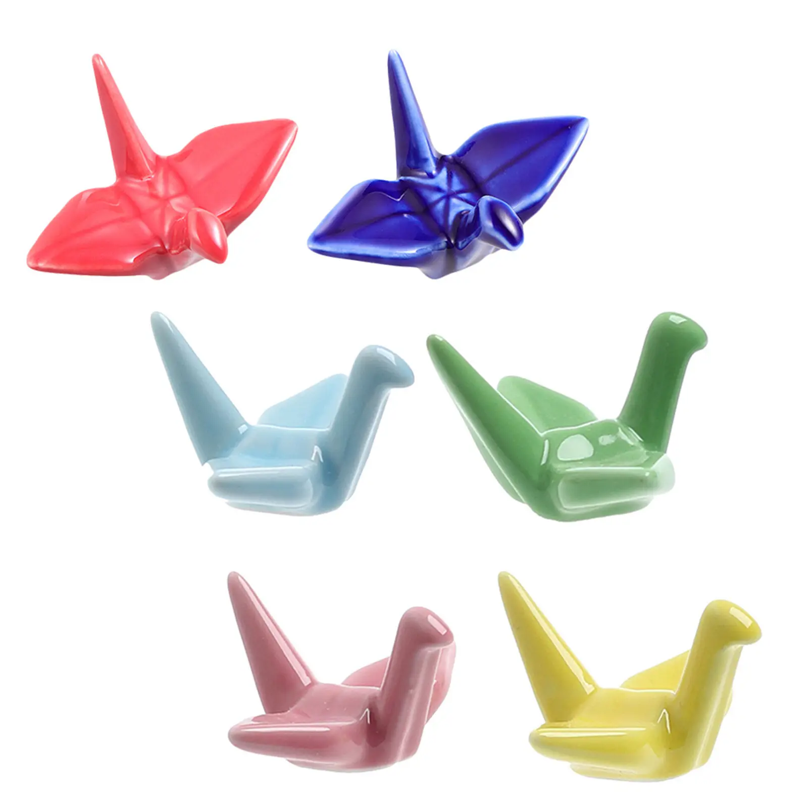 6Pcs Smooth Surface Ceramic Chopsticks Holder Paper Crane Modeling Design Chopsticks Rest Rack for Tableware Spoons Forks