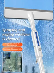 Spray Window Cleaner 2 in 1 Window Squeegee with Spray Bottle Long Pole for Home Window Cleaning and Outdoor Glass Clean