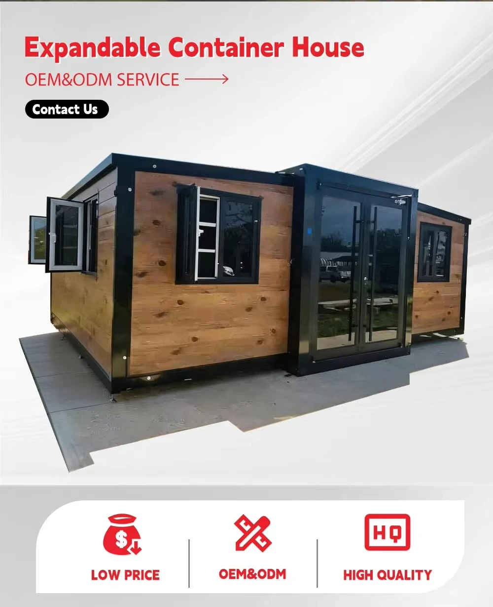 Ready Made Luxury Prefab Villa Mobile Expandable Container House Soundproof Prefabricated Tiny Home 2 Bedroom Double Wing 40ft