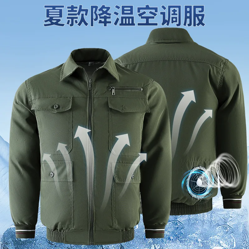 Roupas de ar condicionado de refrigeração de verão roupas de refrigeração masculina com ventilador ferramentas camuflagem roupas construção si