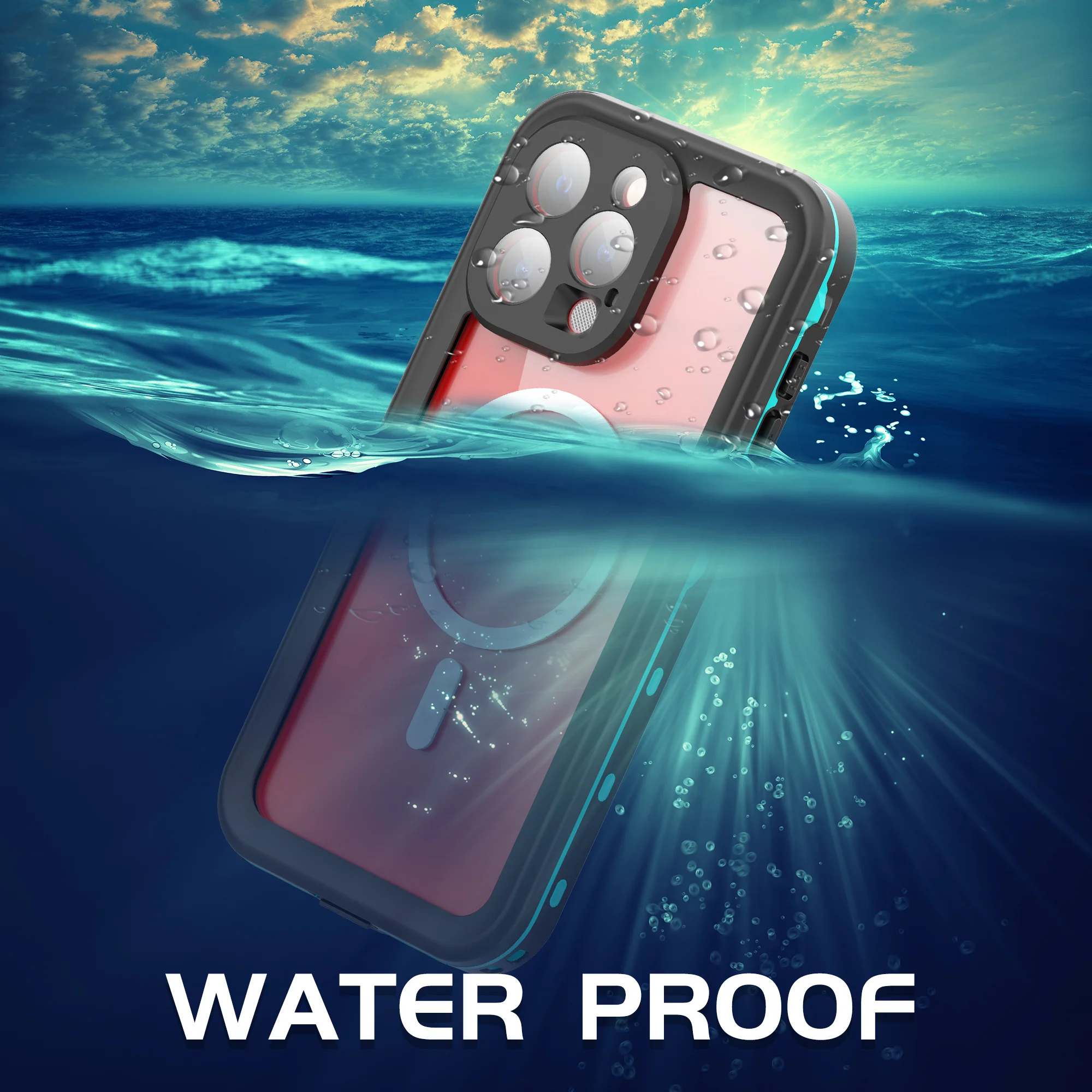 Magnetic Charging IP68 Real Waterproof Case For iphone 16 15 Pro Max 14 13 Pro Swimming Cover Underwater Diving Outdoor Sports