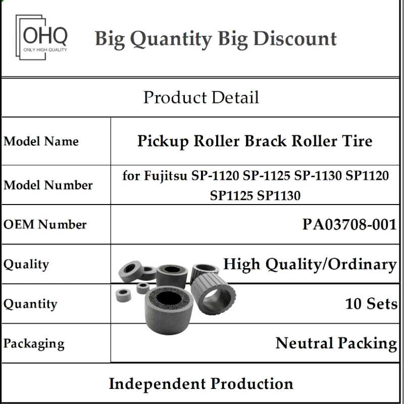 

10Sets Pickup Roller Brack Roller Tire PA03708-001 for Fujitsu SP-1120 SP-1125 SP-1130 SP1120 SP1125 SP1130 Printer Parts OHQ