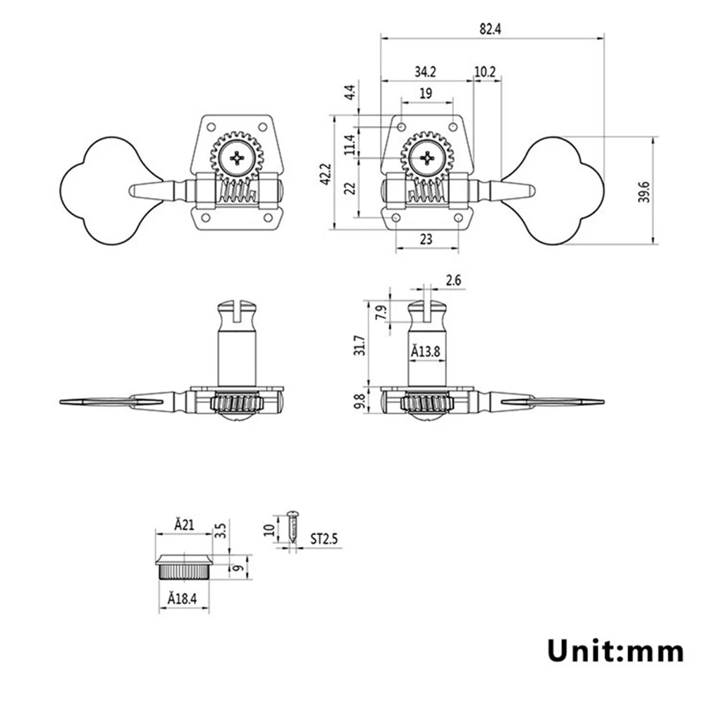 Open Geared Electric Bass Tuners Vintage Jazz Bass Tuning Pegs Bass Alignment Knobs Machine Music Instrument Accessories