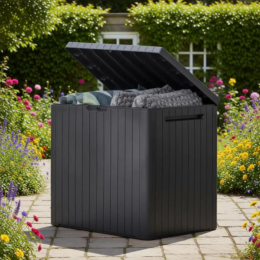 

Ящик для хранения из полимерного материала на 30 галлонов, уличный, серый, для патио, бассейна и сада