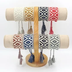 Bohemia Ethnic Creative Colorful Embroidery Jacquard Wrist Bracelet For Women Irregular Pattern Wide Bracelet Fashion Jewelry