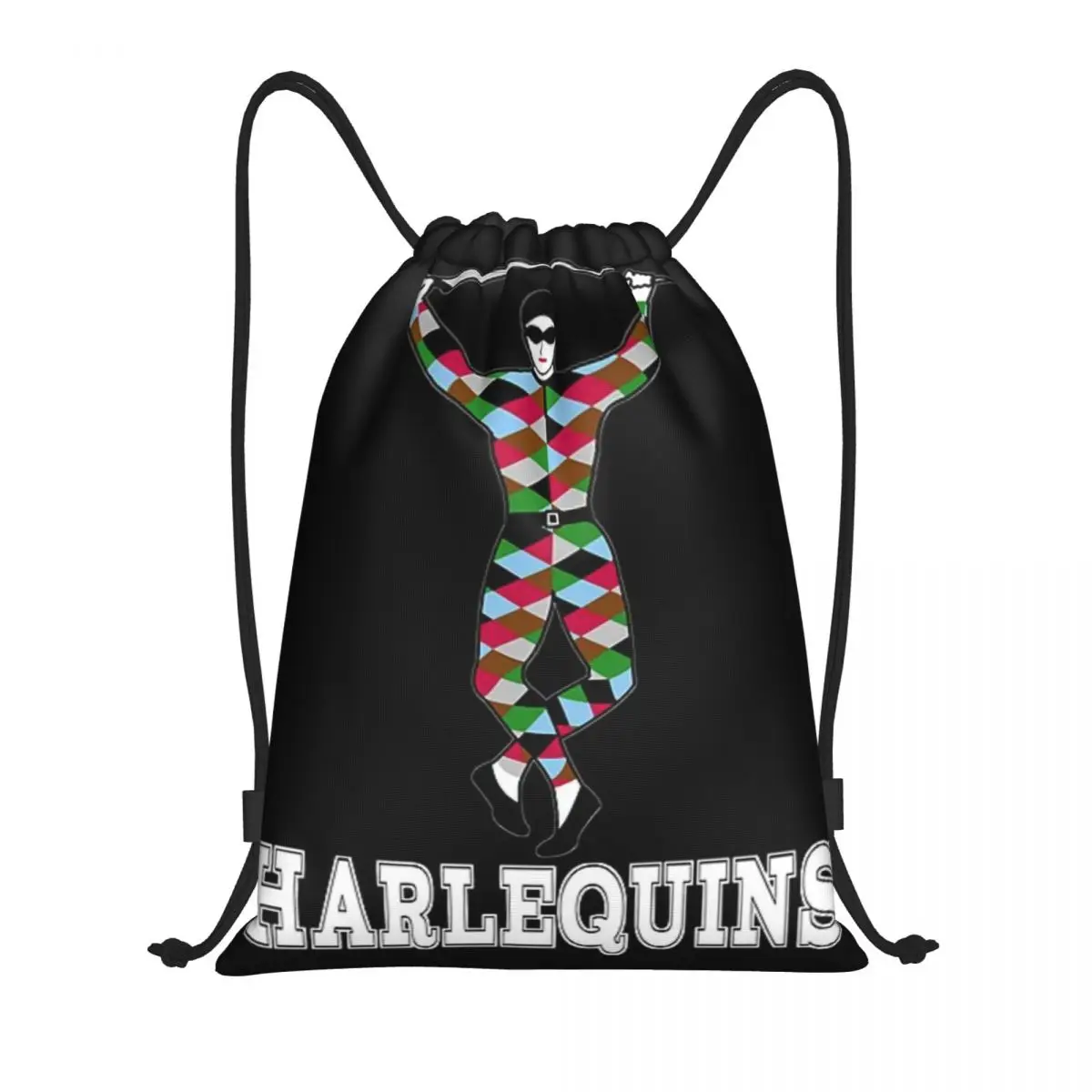 Custom Pattern Logo Drawstring Bag Harlequins Rugby Football Harlequins Travel Backpack Student Storage Bag School Bag  ꦫ