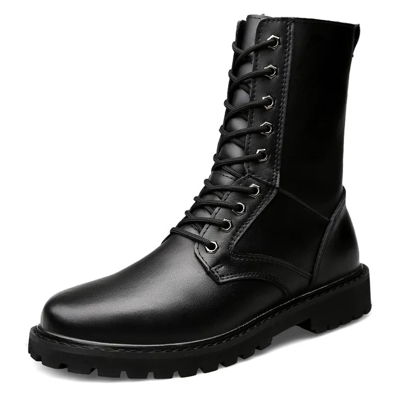 Men's boots autumn and winter trend cotton shoes high top boots high tube casual inner height increasing men's boots