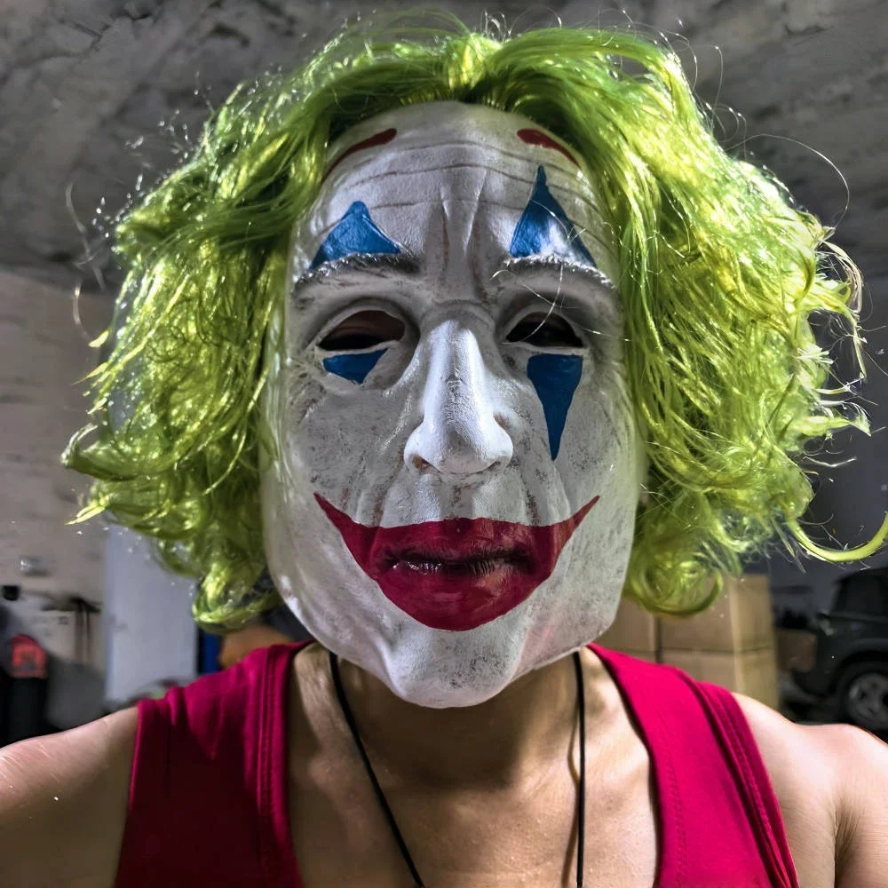 1pc coringa máscara romance cabelo verde terror palhaço máscara cosplay circo desempenho máscara de látex halloween coringa adereços festa headwear