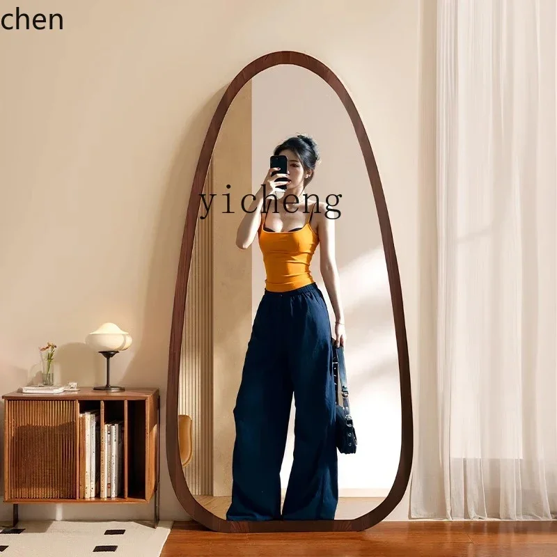 ZML bedroom light luxury retro special-shaped wall-mounted floor-to-ceiling mirror advanced sense full-length mirror clothing