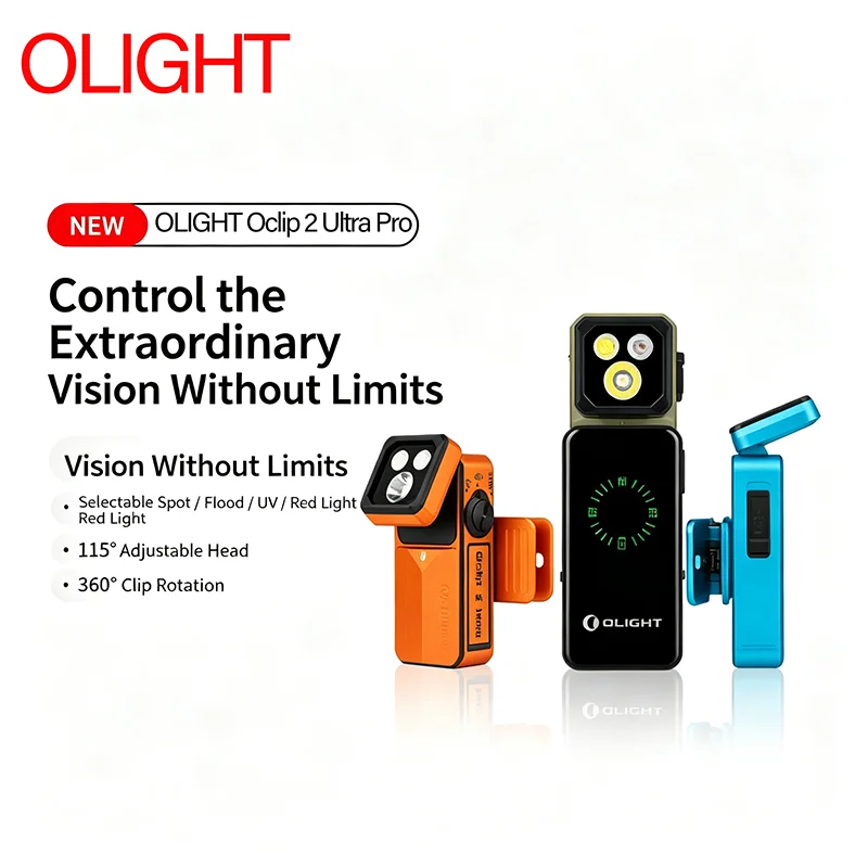 OLIGHT Oclip 2 Ultra Pro Mini EDC Flashlight Magnetic Clip Light Rechargeable Torch Outdoor Camping Emergency Portable Headlamp.
