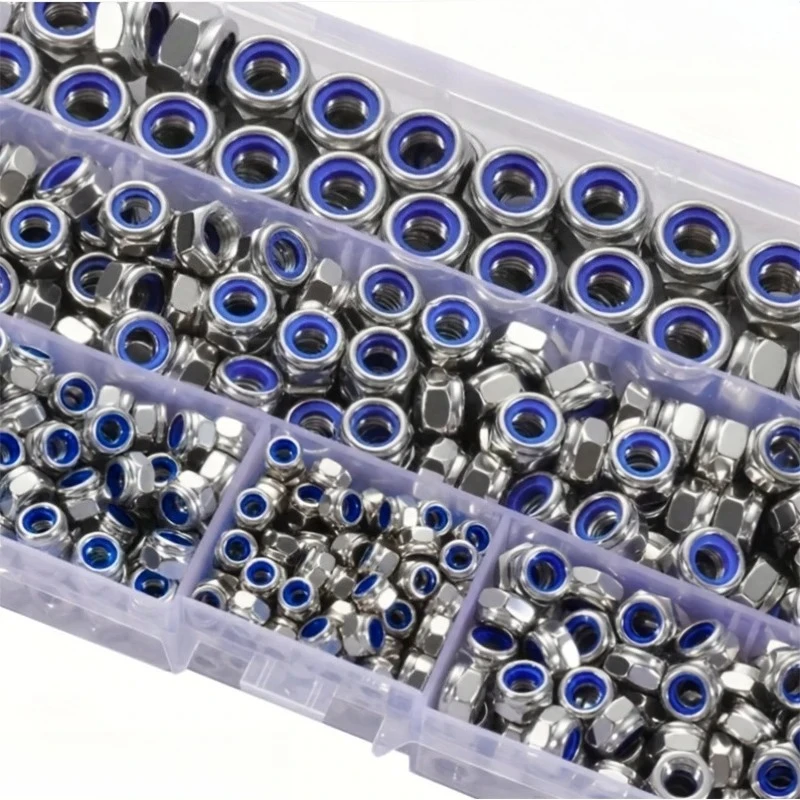 

Metal nylon lock nuts assortment kit m3/m4/m5/m6/m8 hex nylon insert lock nuts for hardware fasteners