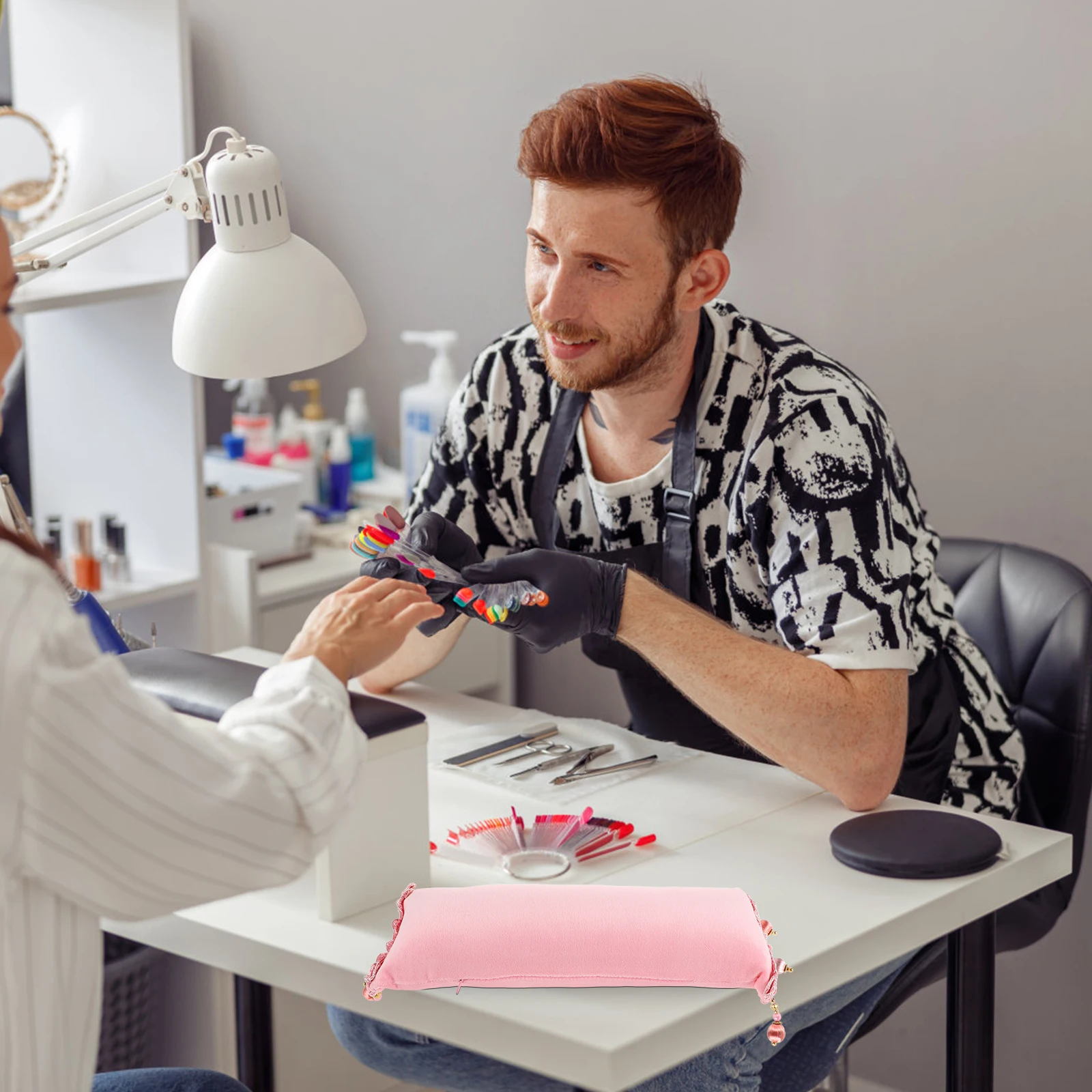 

Nail Tech Hand Rest Tassel Design Soft Sponge Arm Rest Detachable Cover Pillow for Manicure Comfort Nail Cushion Hand Holder