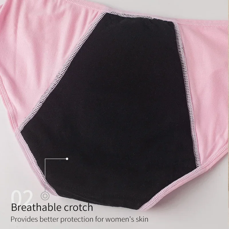 Ropa interior a prueba de fugas para mujer, bragas menstruales fisiológicas absorbentes de cintura media, transpirables, 4 capas