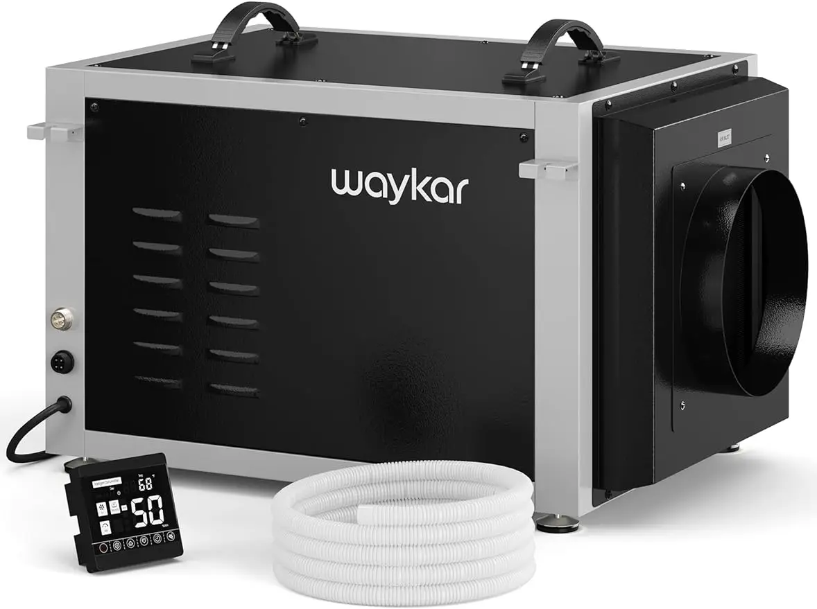 

Waykar 158 Pints Crawl Space Dehumidifier, Commercial Dehumidifier with Wired Remote Control, Auto Defrosting,