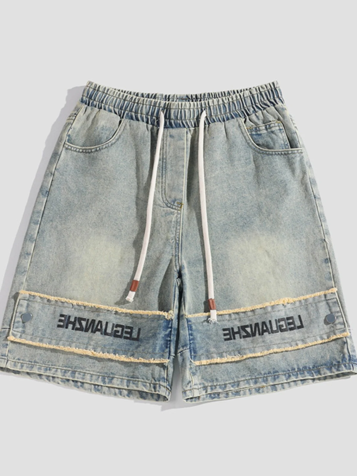 

Летние свободные джинсы прямого кроя для мужчин, ретро-стиль, японские баскетбольные брюки, повседневные джинсы длиной до колена.