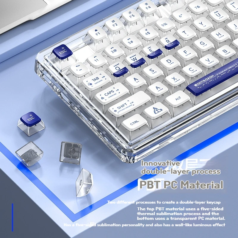 LEOBOG K81 Bluetooth Wireless Mechanical Keyboard 81 Keys Hot-swappable RGB Three Modes Keyboard Gasket Structure Acrylic