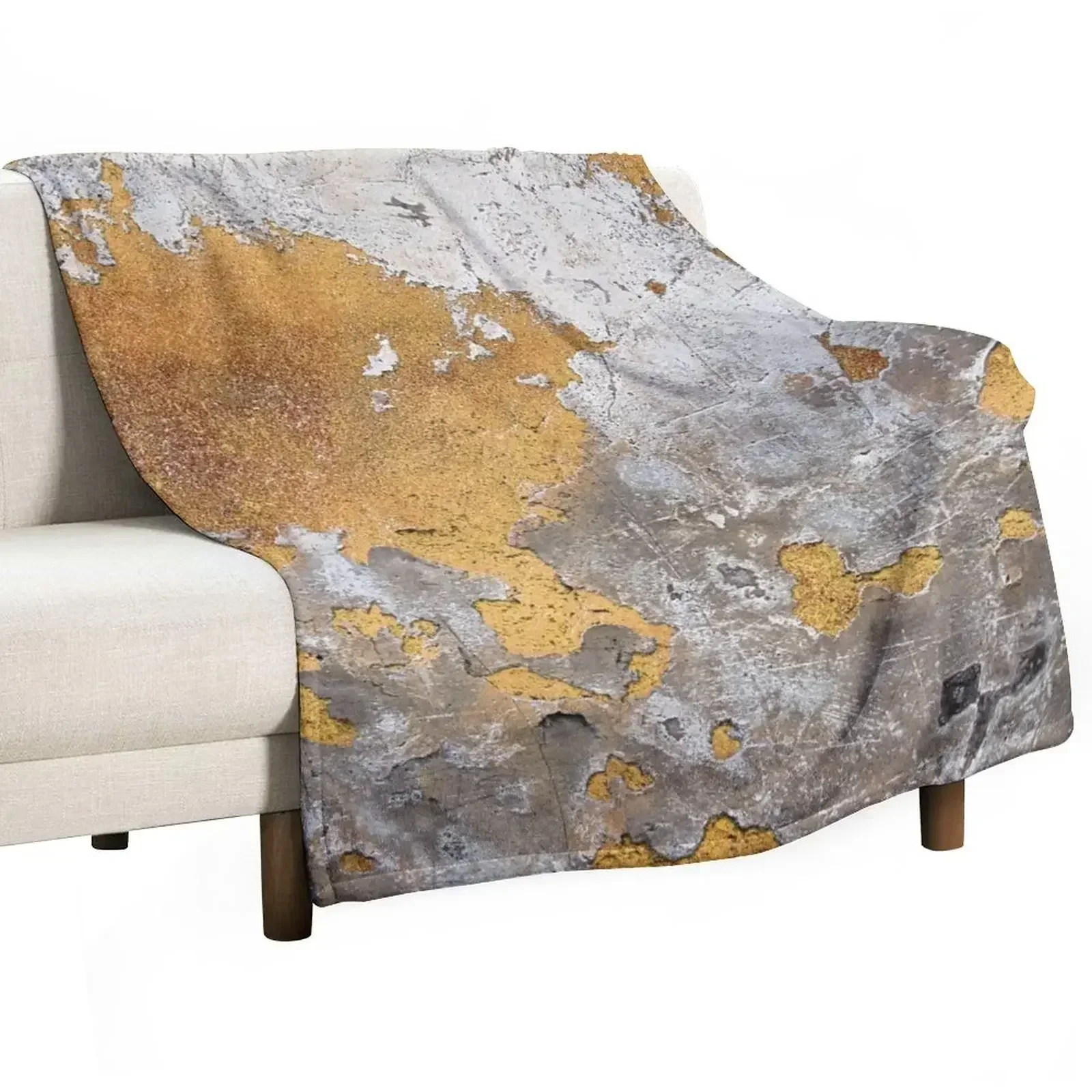 Faux Metalfoil Gold Glamour on Gray Concrete Wall Throw Blanket halloween Luxury Brand Blankets