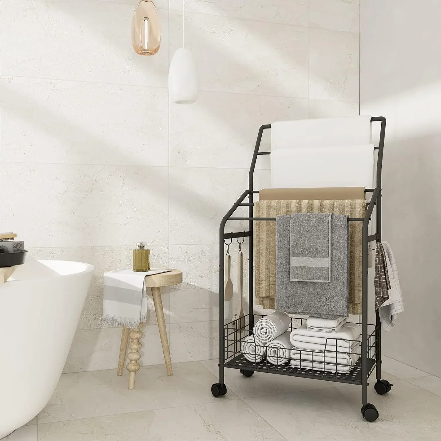 Amazon bathroom rack floor-to-ceiling towel rack bathrobe clothing storage rack hanger cross-border supply