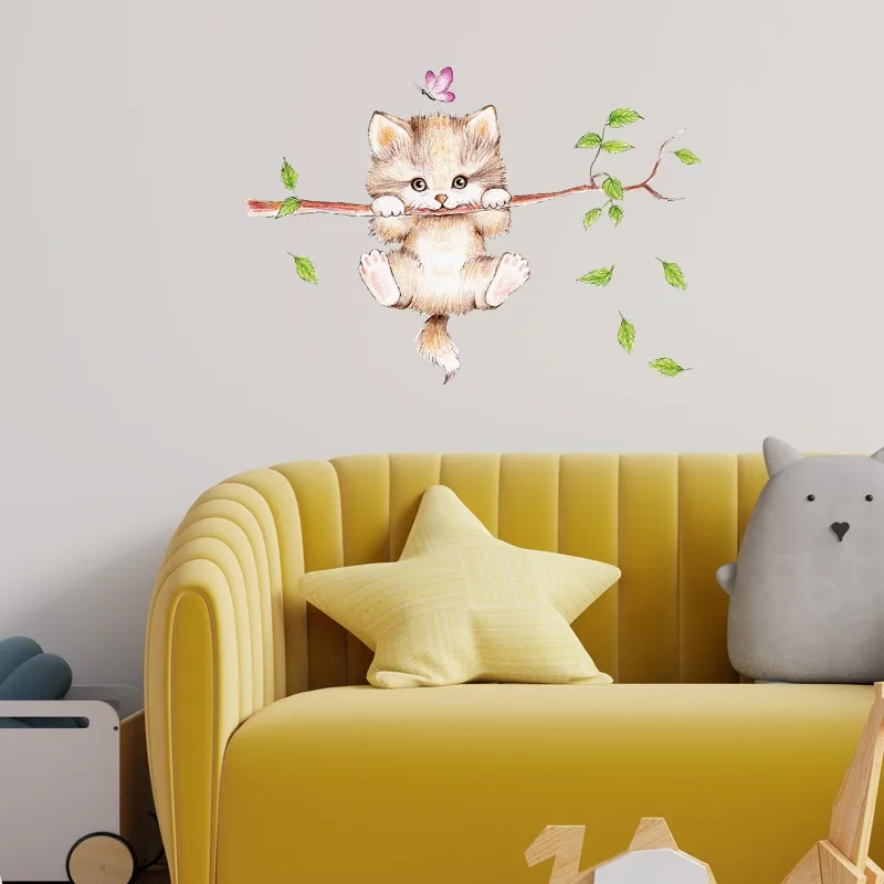 

Background Children Cute Cat Tree Branch Kindergarten Environment Decoration Background Wall Stickers