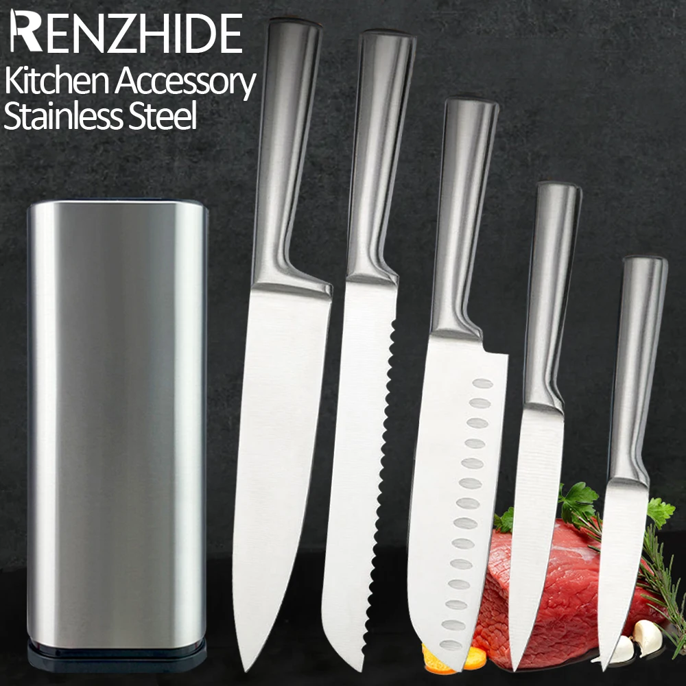 RZD Japanese Chef Kitchen Cooking Knives Accessory Set Holder Stand Storage Tool Santoku Paring Slicing Fruit Meat Knife Tool