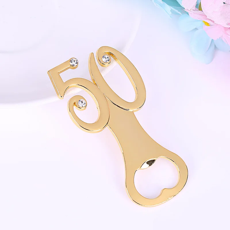 

Golden Birthday Bottle Opener for 50th Birthday Party Wedding Anniversary Decorations Favor Gift Guests